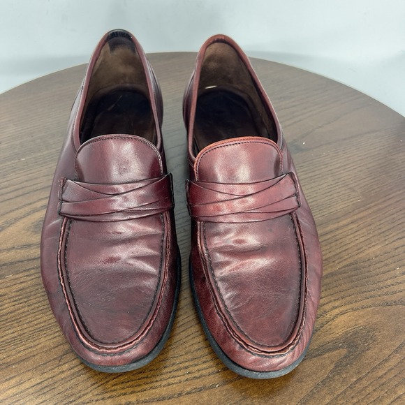 Allen Edmond‎ Bergamo Penny Loafer Shoes Men\'s 9.5D Red Leather Apron Toe main image 12